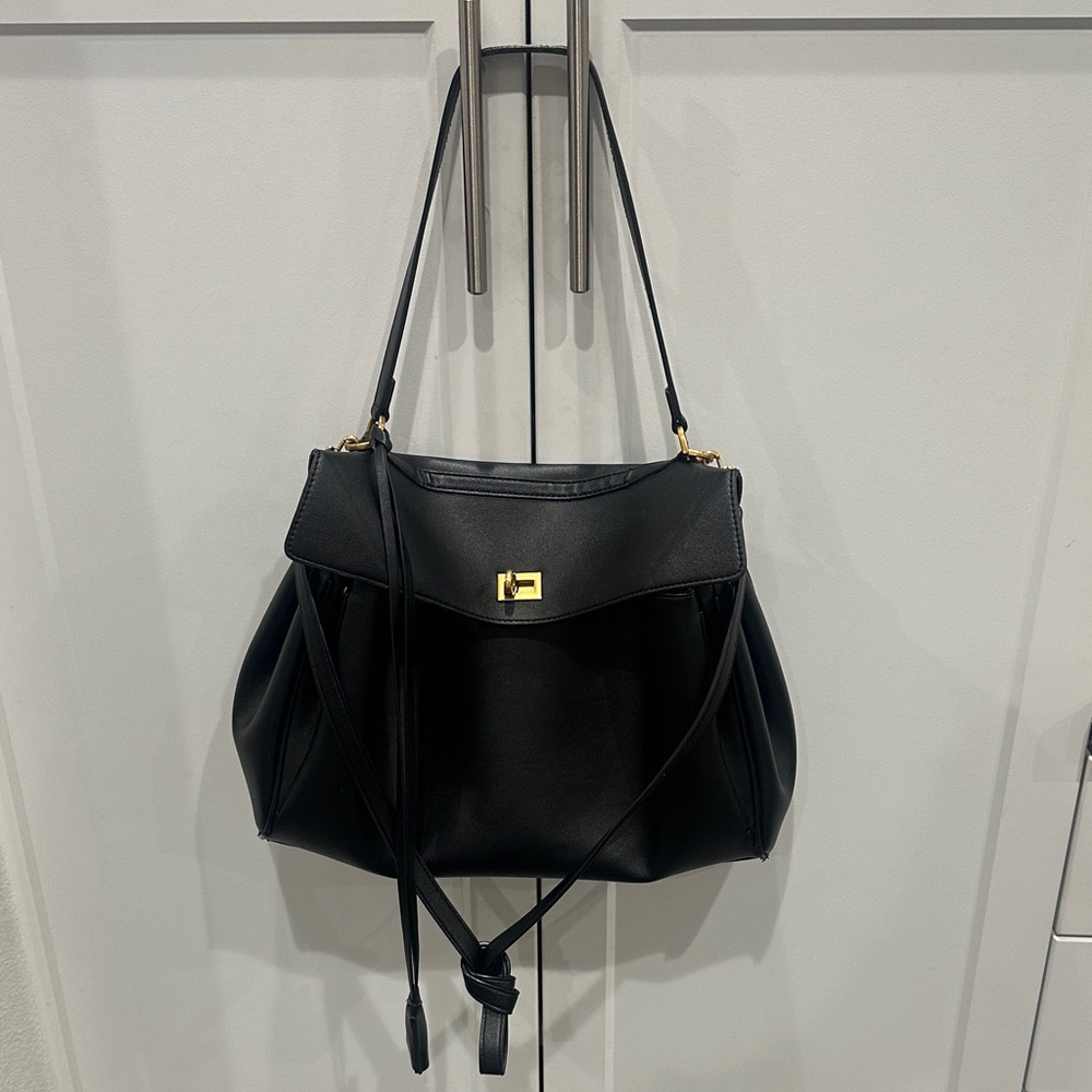 Black Faux Leather Handbag